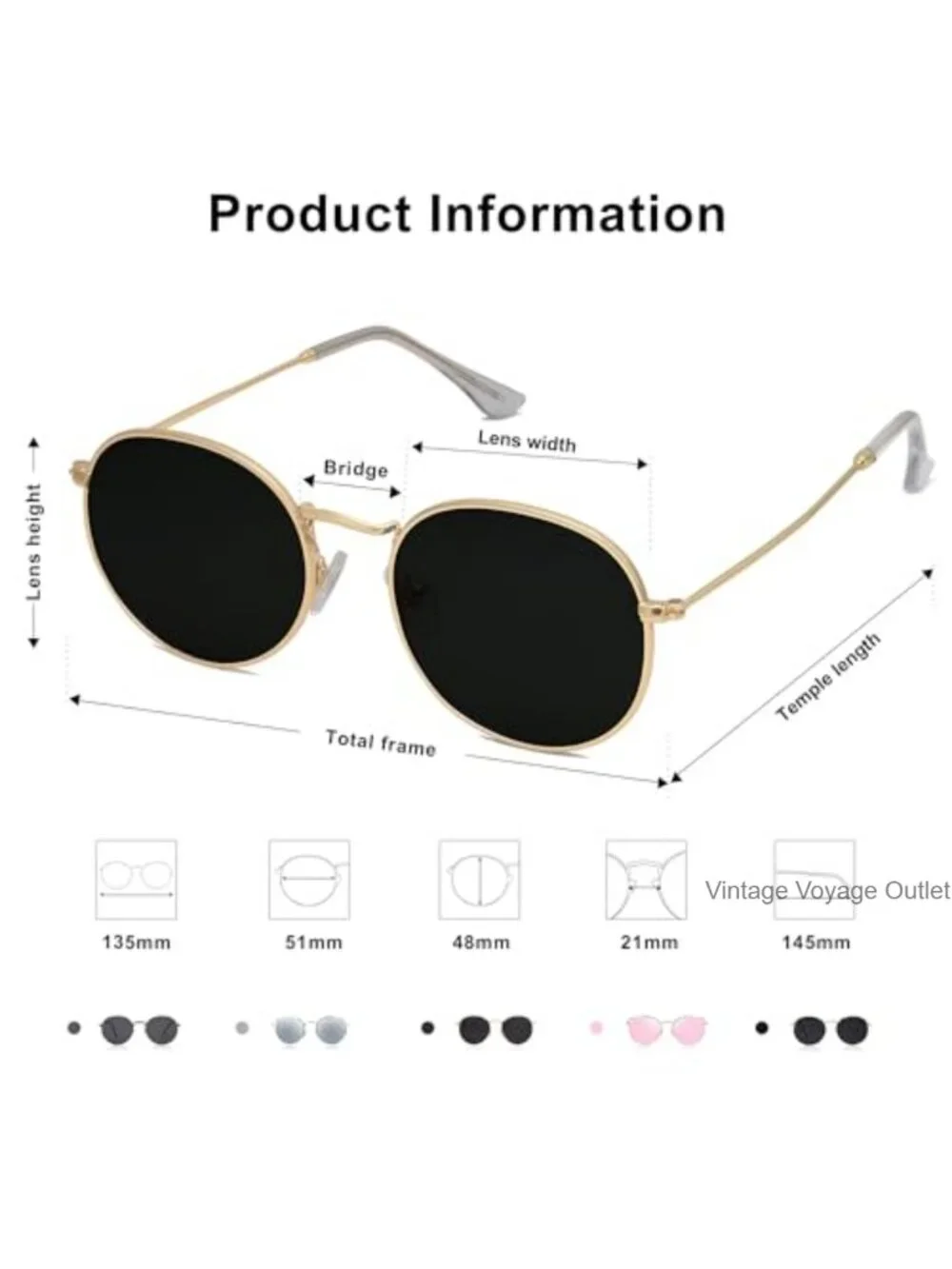 Small Round Polarized Sunglasses Stainless Steel Frame Classic Vintage Shades